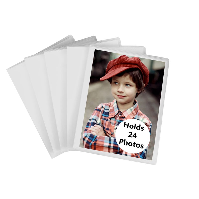 Iconikal 24-Photo Clear Cover Photo Albums, 5x7-Inch, 5-Pack to Store and Display Memories, Vacations, Events, Weddings - Image 1